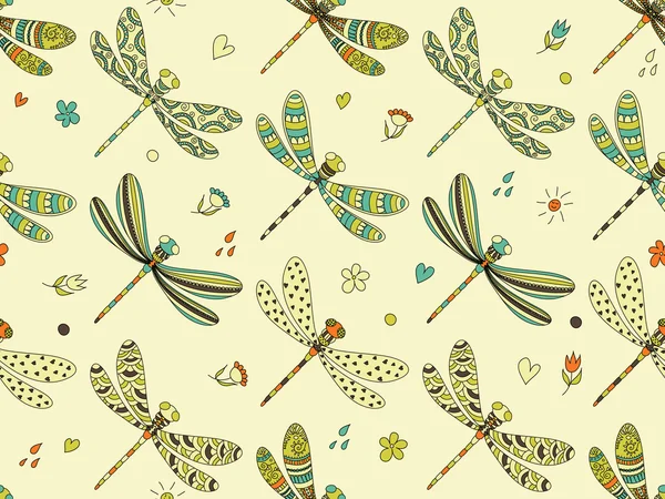 Seamless dragonfly pattern — Stock Vector