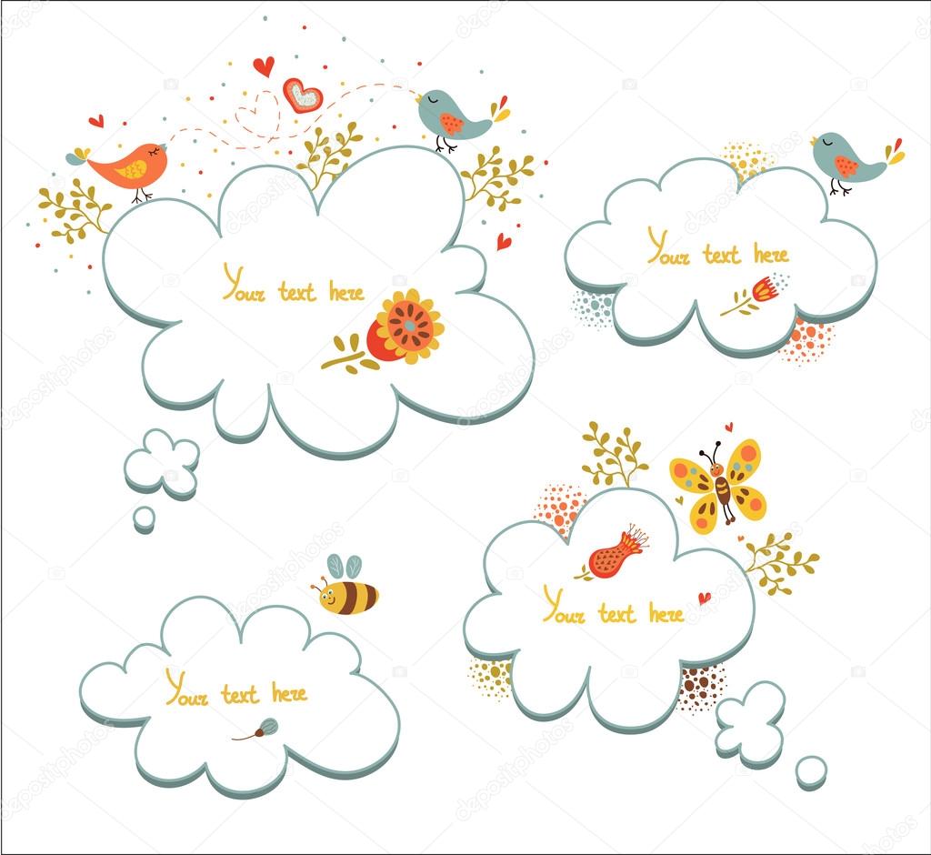Set of cute banners with flowers and place for your text — Stock Vector © AlionaManakova 75100433