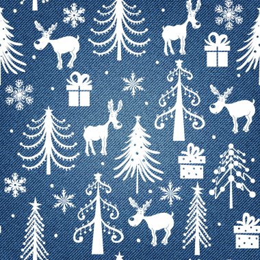 Noel desen denim arka plan üzerinde