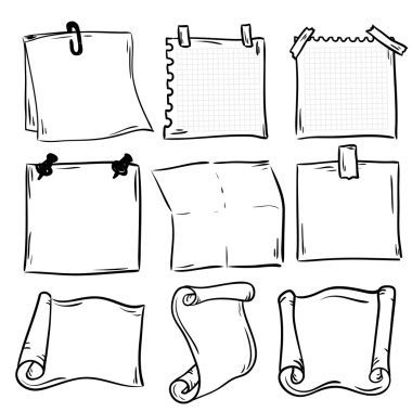 Elle çizilmiş kağıt Not kümesi
