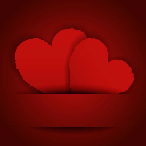 Valentinstag-Karte mit roten Papierherzen — Stockvektor