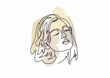 Bir kızın portresi tek bir çizgi şeklinde çizilmiş.