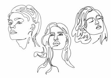 Bir kızın portresi tek bir çizgi şeklinde çizilmiş.