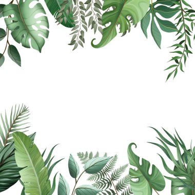Decorative frame decorated with tropical leaves