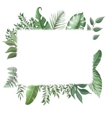 Decorative frame decorated with tropical leaves