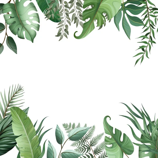 Decorative frame decorated with tropical leaves