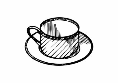 Siyah-beyaz vektöründeki kupa