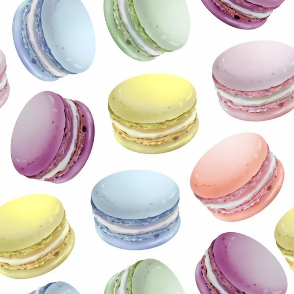 Seamless sweet pattern with multicolored macaroons