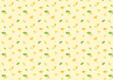 Ginkgo yaprakları dans ediyor. Suluboya çizimi, Arkaplan materyali A4, A3 oranı (sarı arkaplan)