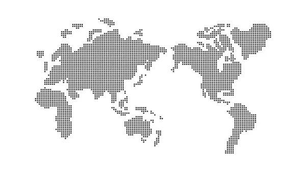 Weltkarte Vereinfachte Punktabbildung Digital Schwarzer Weißer Hintergrund — Stockvektor