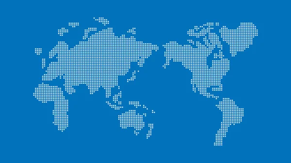 Mapa Świata Uproszczona Ilustracja Kropki Cyfrowe Niebieskie Tło — Wektor stockowy