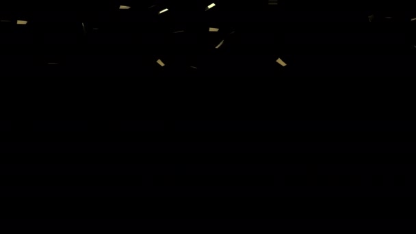 Pluie de confettis. Particules d'or tombant sur noir. — Video