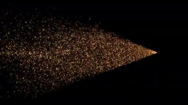 Parlak parçacıklar. Düz çizgi, siyaha altın tozu damlatıyor..