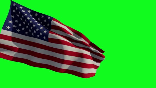 Usa Flagga Viftande Grön Skärm Chromakey — Stockvideo