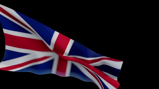Βρετανική Σημαία Κυματίζει Μαύρο Φόντο — Αρχείο Βίντεο