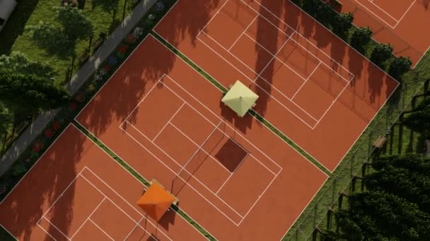Vista Alto Angolo Campi Tennis Terra Battuta — Video Stock