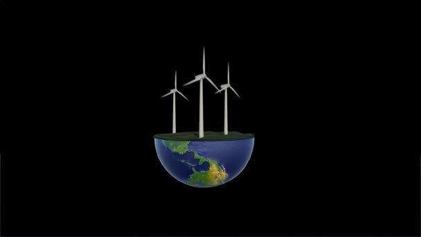 Березі Вітряки Земній Півкулі Травою Luma Matte — стокове відео