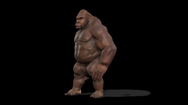 Angry Hairless Gorilla Black Background — Wideo stockowe