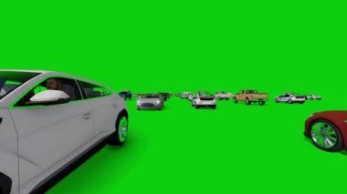 3D Araba Yoğun Trafiği, 4K Sokak Arası Kamera Arası, Yeşil Ekran Kromakey