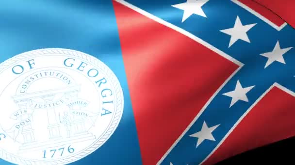 Georgia State Flag Waving — Stock Video