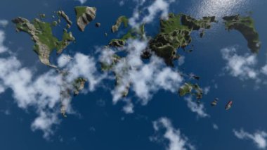 Aircraft Passing Over Earth Shaped Ocean, Timelapse Clouds