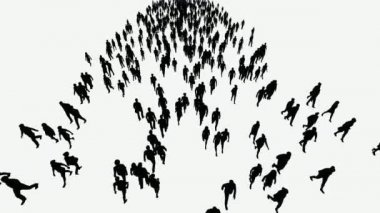 Business People Silhouettes Commute To Work, Tilt View 4K