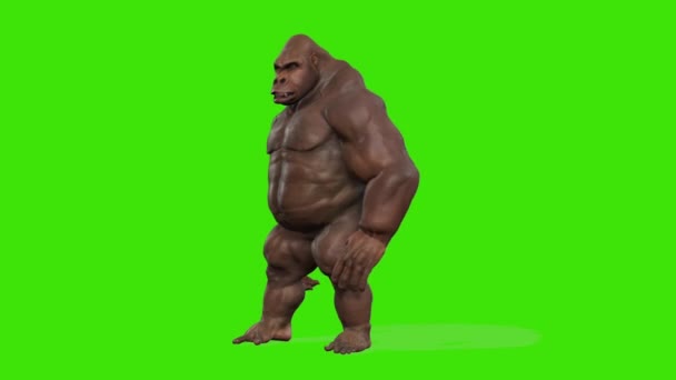 Wütender Haarloser Gorilla Green Screen Chromakey — Stockvideo