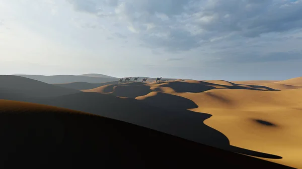 Çölde deve kervanı