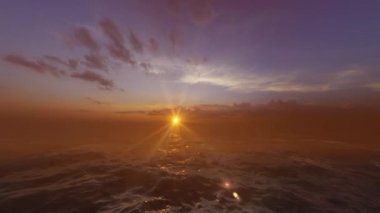 Dalgalı Deniz 'in Üzerinde Güzel Gün Batımına Karşı Kamera Eğiliyor