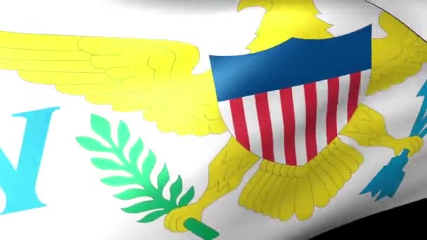 Jungfruöarna Flagga Viftande Amerikanska Statens Insignier — Stockvideo