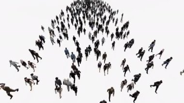 Çeşitli ve Çok Kültürlü İş Adamları İşe Dönüş, Eğim Görünümü 4K, Beyaz Arkaplan