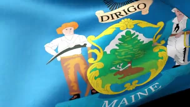 Maine State Flag Waving Egyesült Államok Állam — Stock videók