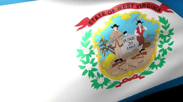 West Virginia State Flag Waving Förenta Staternas Delstat — Stockvideo