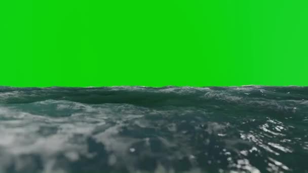 Fechar Mar Áspero Chromakey Tela Verde — Vídeo de Stock