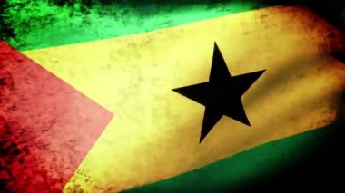 Sao Tome ve Principe bayrak bayrak sallayarak