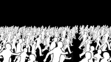 Siluetleri kalabalık yürüyüş