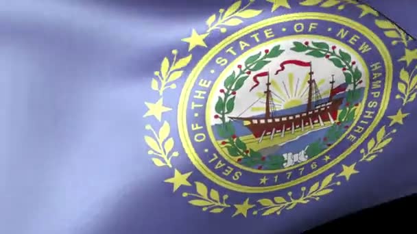 Bandera del Estado de New Hampshire ondeando — Vídeos de Stock