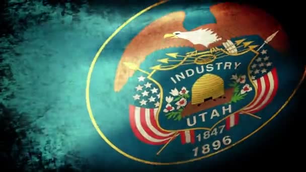 Bandeira do Estado do Utah acenando — Vídeo de Stock