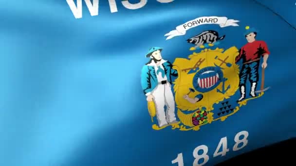 Wisconsin Bandeira do Estado acenando — Vídeo de Stock