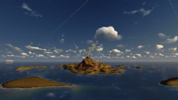 Активный вулкан в океане — стоковое видео