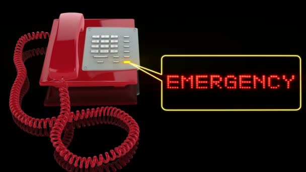 Telefono di emergenza con testo di emergenza — Video Stock