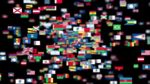 Flygande flaggor av världen — Stockvideo