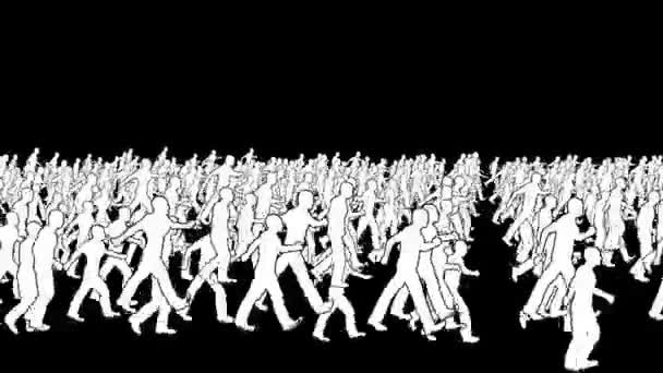 Sylwetka tłum spaceru — Wideo stockowe