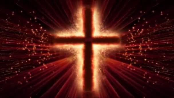 Croix religieuse en feu 