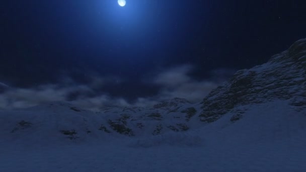 Picos de montanha nevados para a lua — Vídeo de Stock