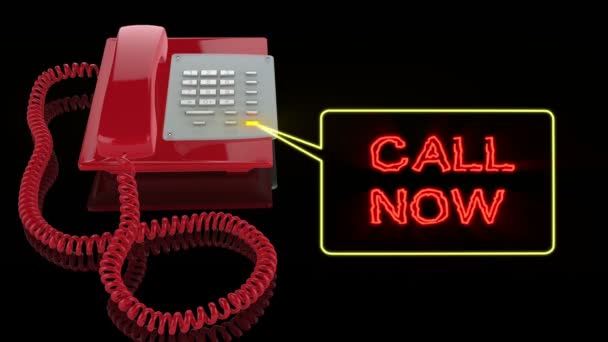Teléfono de emergencia con llamada ahora texto — Vídeos de Stock