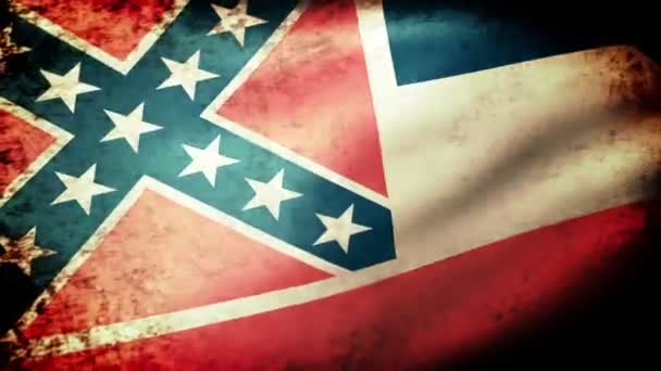 Bandera del Estado de Mississippi ondeando — Vídeo de stock