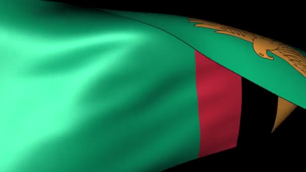 Zambia vlag zwaaien — Stockvideo