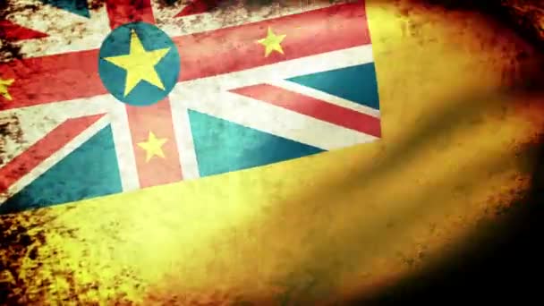 Niue flag waving — Stock Video