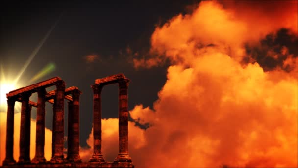 Columnas romanas al atardecer — Vídeo de stock